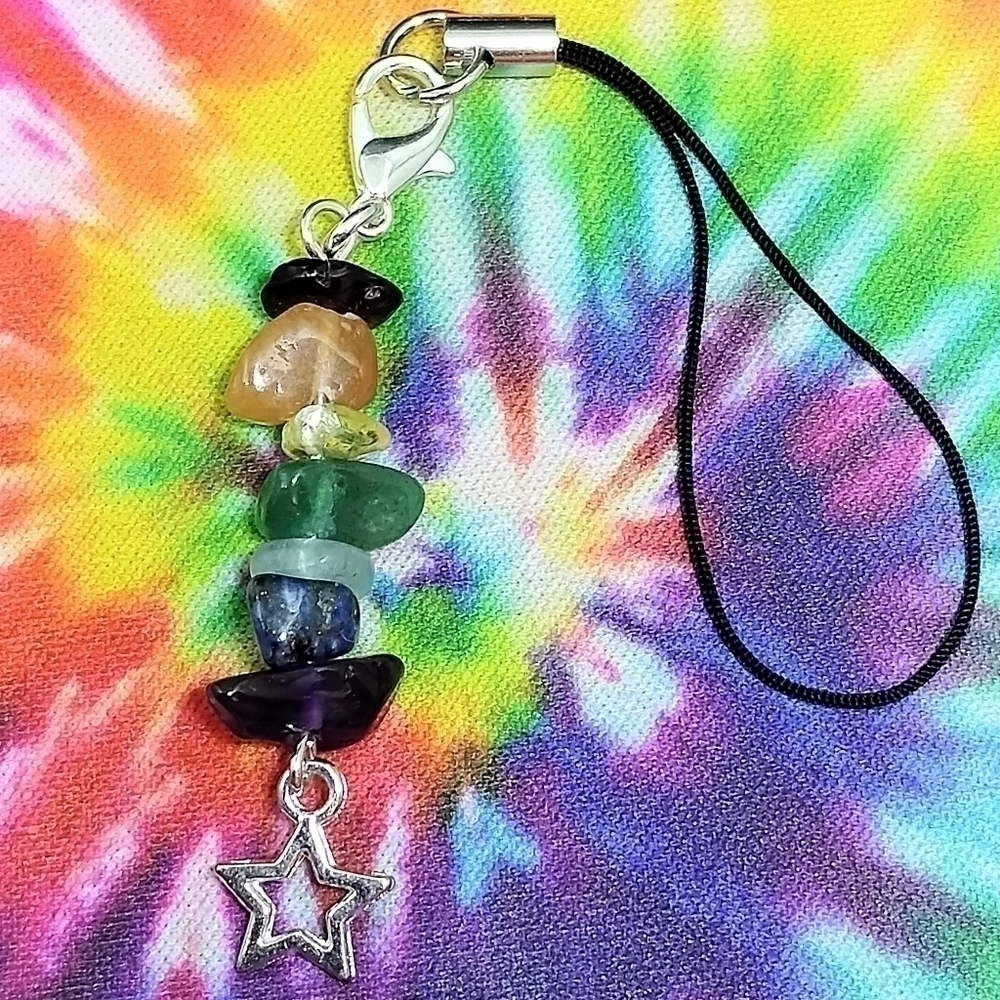 SMALL Handmade Chakra Star Phone Charm